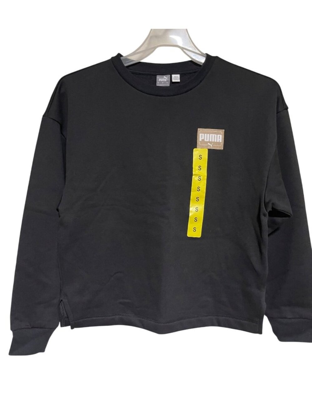 Puma Ladies Black Fleece Crewneck Sweatshirt Size S Comfort Fit Casual Pullover
